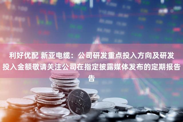 利好优配 新亚电缆：公司研发重点投入方向及研发投入金额敬请关注公司在指定披露媒体发布的定期报告