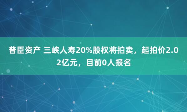 普臣资产 三峡人寿20%股权将拍卖，起拍价2.02亿元，目前0人报名