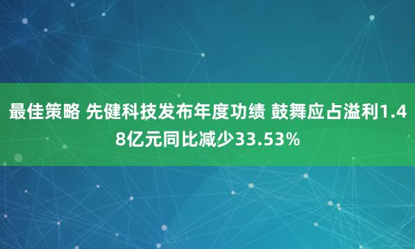 最佳策略 先健科技发布年度功绩 鼓舞应占溢利1.48亿元同比减少33.53%