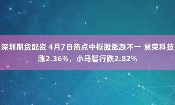 深圳期货配资 4月7日热点中概股涨跌不一 慧荣科技涨2.36%，小马智行跌2.82%