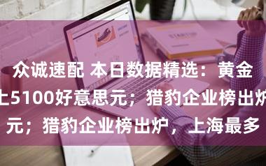 众诚速配 本日数据精选：黄金 “狂飙”首上5100好意思元；猎豹企业榜出炉，上海最多